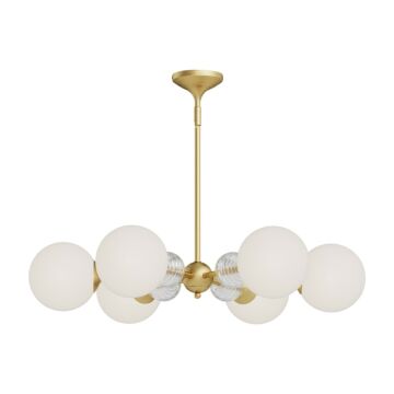 Celia Six Light Chandelier in Brushed Gold Opal Glass by Alora