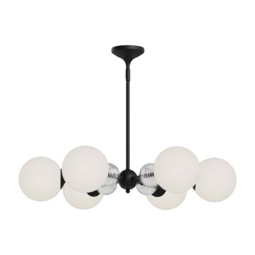 Celia Six Light Chandelier in Matte Black Opal Glass by Alora