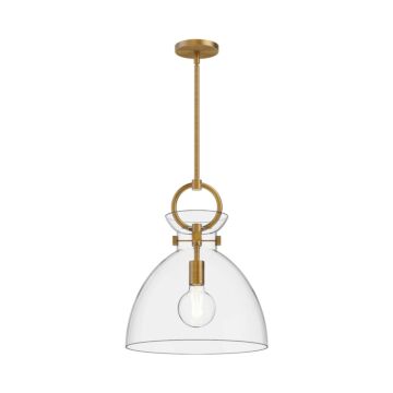 Waldo One Light Pendant in Aged Gold Clear by Alora