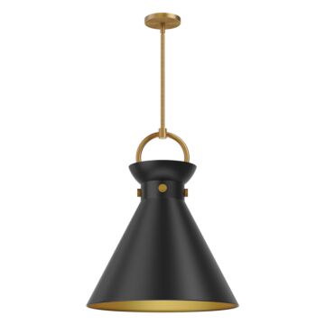 Emerson One Light Pendant in Aged Gold Matte Black by Alora