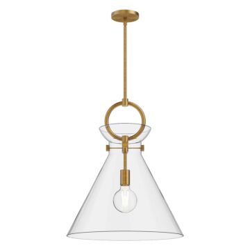 Emerson One Light Pendant in Aged Gold Clear by Alora