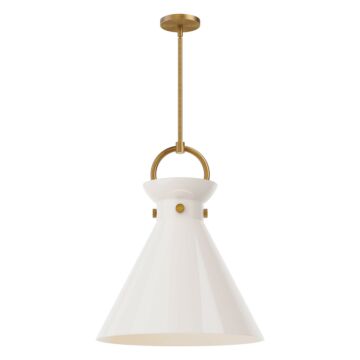 Emerson One Light Pendant in Aged Gold Glossy Opal Glass by Alora