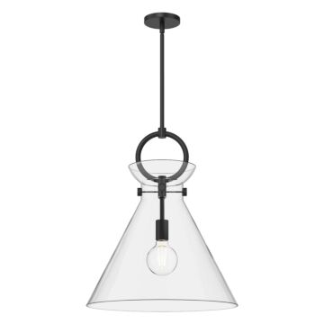 Emerson One Light Pendant in Matte Black Clear Glass by Alora