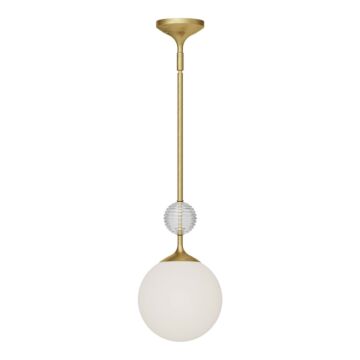 Celia One Light Pendant in Brushed Gold Opal Glass by Alora
