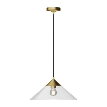 Mauer One Light Pendant in Brushed Gold Clear Glass by Alora
