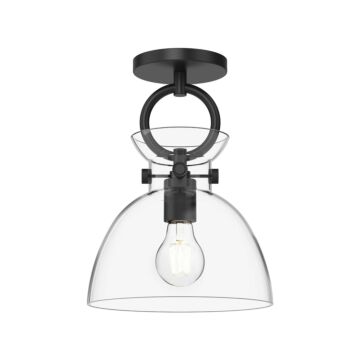 Waldo One Light Semi Flush Mount in Matte Black Clear Glass by Alora