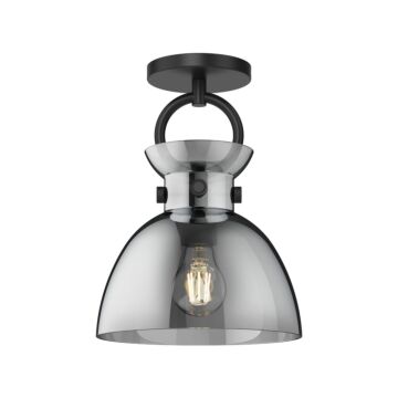 Waldo One Light Semi Flush Mount in Matte Black Smoked by Alora