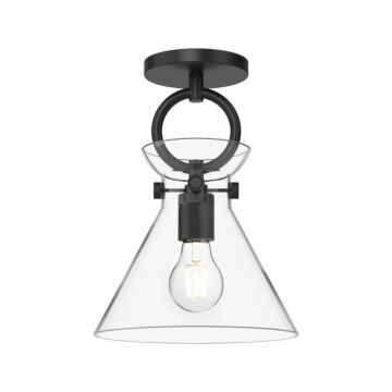 Emerson One Light Semi Flush Mount in Matte Black Clear Glass by Alora