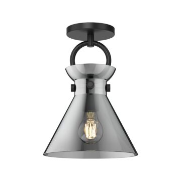 Emerson One Light Semi Flush Mount in Matte Black Smoked by Alora
