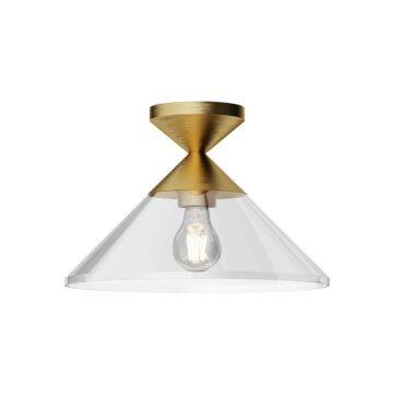 Mauer One Light Semi Flush Mount in Brushed Gold Clear Glass by Alora