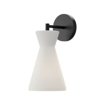 Betty One Light Wall Sconce in Matte Black Opal Glass by Alora