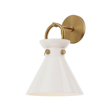 Emerson One Light Wall Sconce in Aged Gold Glossy Opal Glass by Alora