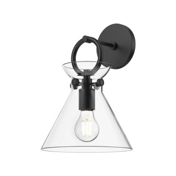 Emerson One Light Wall Sconce in Matte Black Clear Glass by Alora