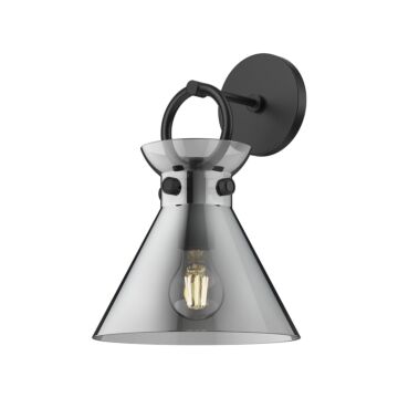 Emerson One Light Wall Sconce in Matte Black Smoked by Alora