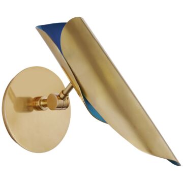 Flore LED Wall Sconce in Soft Brass and Riviera Blue by Visual Comfort Signature