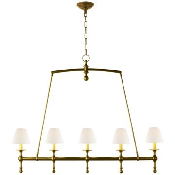 Classic  Linear Chandelier in Hand-Rubbed Antique Brass by Visual Comfort Signature