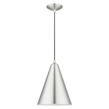 Dulce 1-Light Pendant in Brushed Aluminum with Polished Chrome