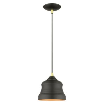 Endicott 1-Light Pendant in Bronze with Antique Brass