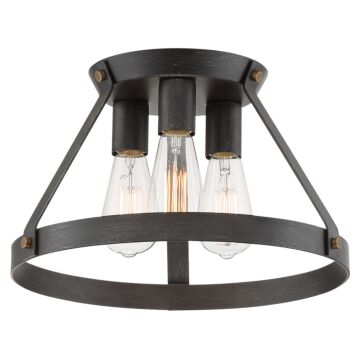 Wicker Park 3-Light Semi-Flush Mount in Weathered Pewter