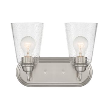 Zane 2-Light Bathroom Vanity Light in Brushed Nickel