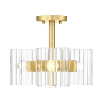 Aries 3-Light Semi-Flush Mount in Brushed Gold