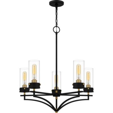 Hillside Five Light Chandelier in Matte Black by Quoizel