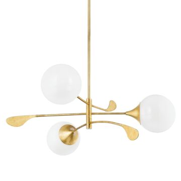 Victoria Three Light Chandelier in Vintage Gold Leaf by Mitzi