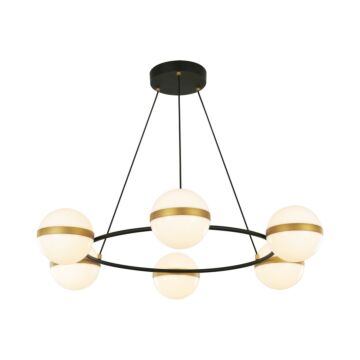 Tagliato LED Chandelier in Matte Black Brushed Gold by Alora