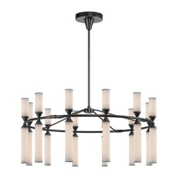 Edwin LED Chandelier in Urban Bronze Frosted Ribbed Glass by Alora