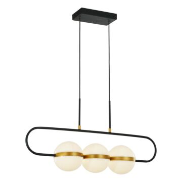 Tagliato LED Pendant in Matte Black Brushed Gold by Alora