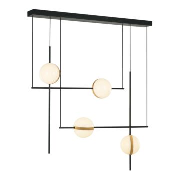 Tagliato LED Pendant in Matte Black Brushed Gold by Alora