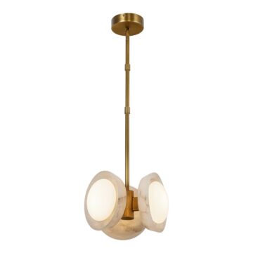 Alonso LED Pendant in Vintage Brass Alabaster by Alora