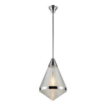 Willard One Light Pendant in Polished Nickel Prismatic Glass by Alora
