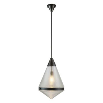 Willard One Light Pendant in Urban Bronze Prismatic Glass by Alora