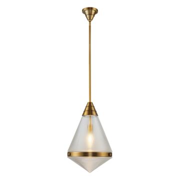 Willard One Light Pendant in Vintage Brass Prismatic Glass by Alora