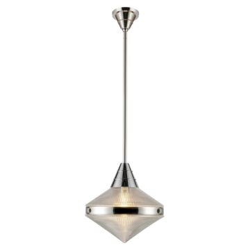 Willard One Light Pendant in Polished Nickel Prismatic Glass by Alora