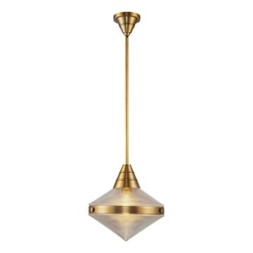 Willard One Light Pendant in Vintage Brass Prismatic Glass by Alora