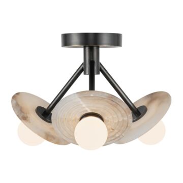 Dahlia LED Semi Flush Mount in Urban Bronze Alabaster by Alora