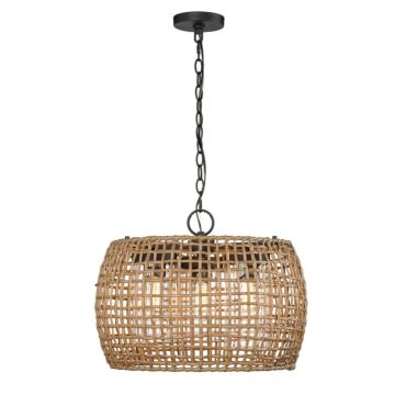 Piper Three Light Outdoor Pendant in Natural Black by Golden
