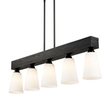 Neela Five Light Linear Pendant in Matte Black by Golden