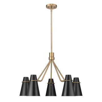 Reeva Five Light Chandelier in Modern Brass by Golden