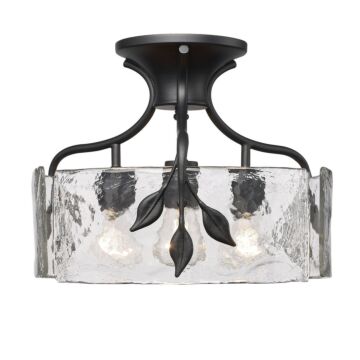 Calla Three Light Semi Flush Mount in Natural Black by Golden