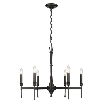 Landon Six Light Chandelier in Matte Black by Golden