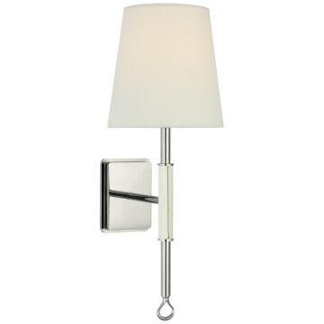 Griffin LED Wall Sconce in Polished Nickel and Parchment Leather by Visual Comfort Signature