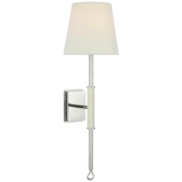 Griffin LED Wall Sconce in Polished Nickel and Parchment Leather by Visual Comfort Signature