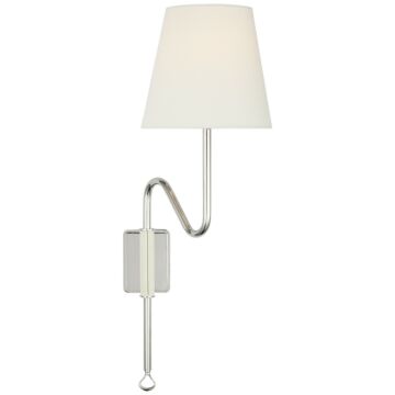Griffin LED Wall Sconce in Polished Nickel and Parchment Leather by Visual Comfort Signature