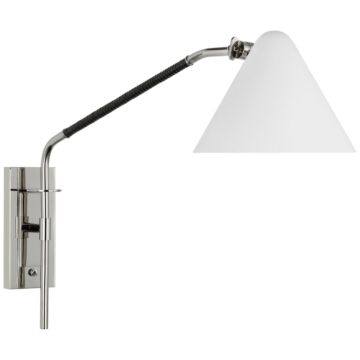 Laken LED Wall Sconce in Polished Nickel and Black Rattan by Visual Comfort Signature