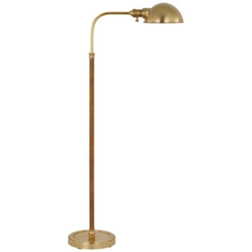Basden LED Floor Lamp in Antique-Burnished Brass and Natural Rattan by Visual Comfort Signature