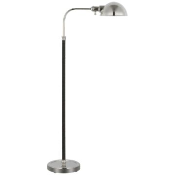 Basden LED Floor Lamp in Polished Nickel and Black Rattan by Visual Comfort Signature