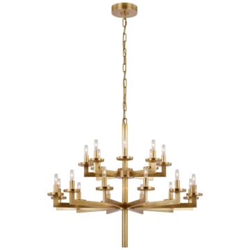 Liaison  Chandelier in Antique-Burnished Brass by Visual Comfort Signature